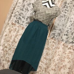 High Low Teal Chevron Skirt